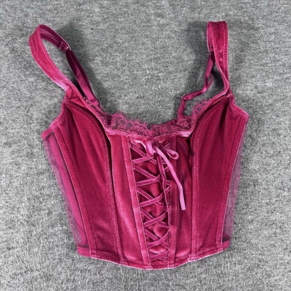 Y2K Victoria Secret Dream Angels Mulberry Velvet Corset Sz XS Velvet Coquette‎